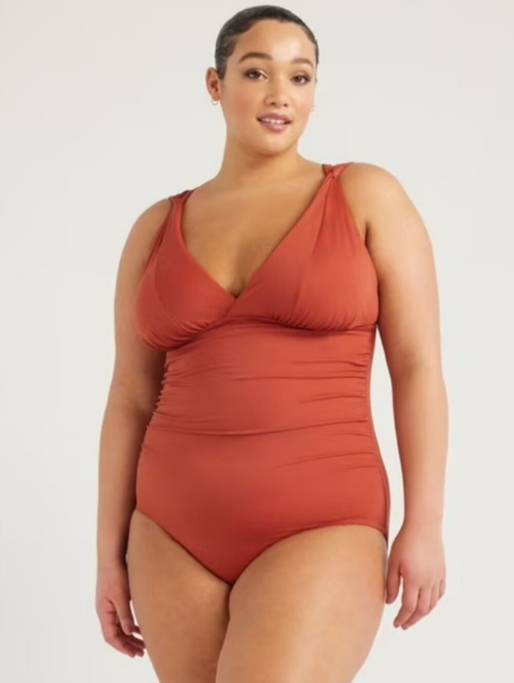 Time and Tru Orange Plus Plunge VNeck‎ One Piece Swimsuit XL (16- 18)